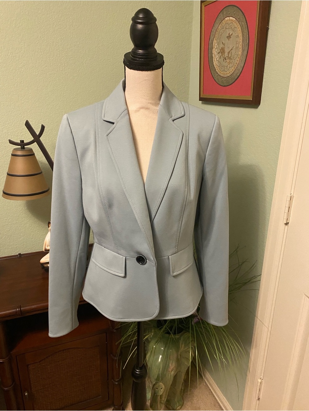 Kasper Light Blue Single-Button Tailored Blazer NWOT